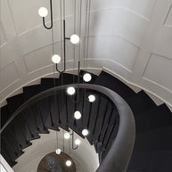 Hooked Globes Staircase Chandelier – Modern Pendant for Stairwells-MinimalisticDecor.com