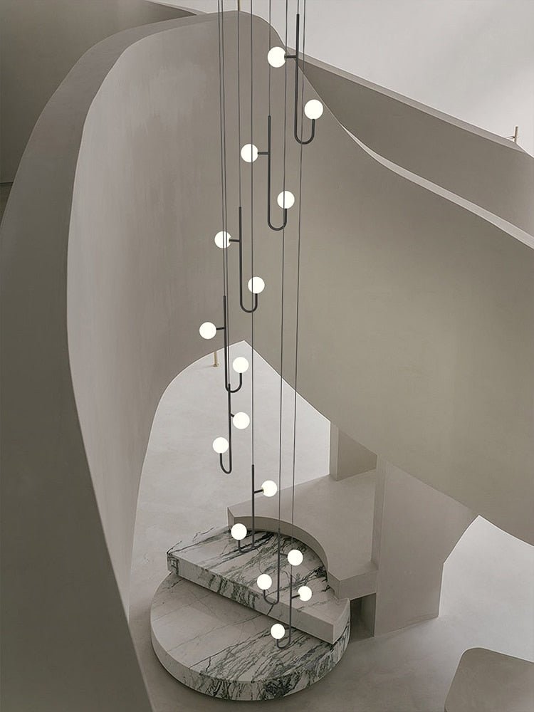 Hooked Globes Staircase Chandelier – Modern Pendant for Stairwells-MinimalisticDecor.com