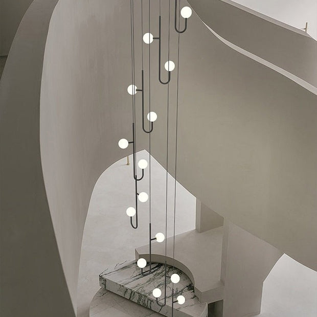 Hooked Globes Staircase Chandelier – Modern Pendant for Stairwells-MinimalisticDecor.com