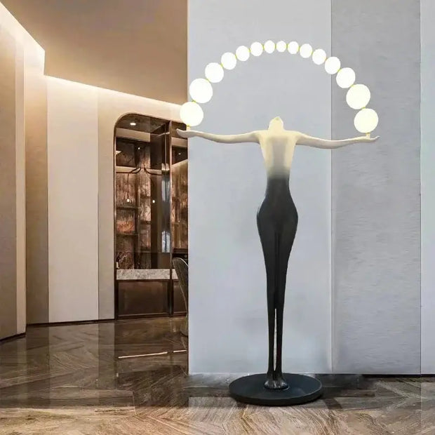 Humanoid Sculpture Holding Ball Floor Lamp-MinimalisticDecor.com