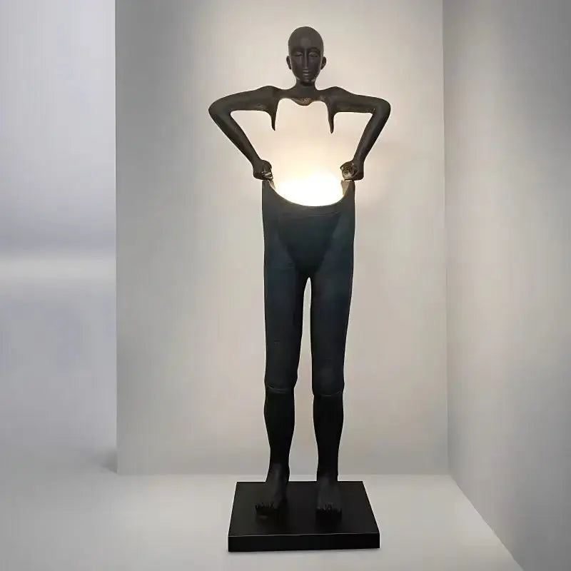 Humanoid Sculpture Holding Floor Lamp-MinimalisticDecor.com