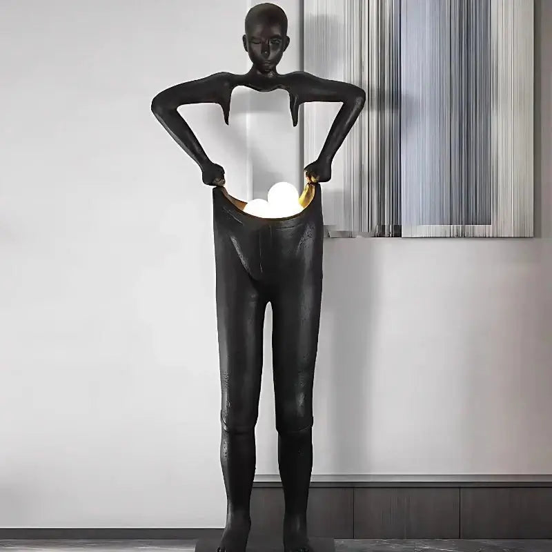 Humanoid Sculpture Holding Floor Lamp-MinimalisticDecor.com