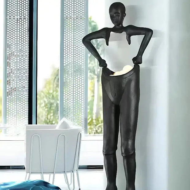 Humanoid Sculpture Holding Floor Lamp-MinimalisticDecor.com