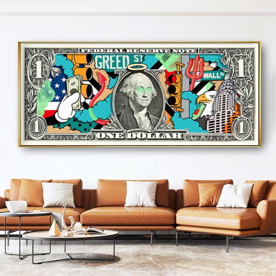 Hundred Dollar Money Canvas Wall Art-MinimalisticDecor.com