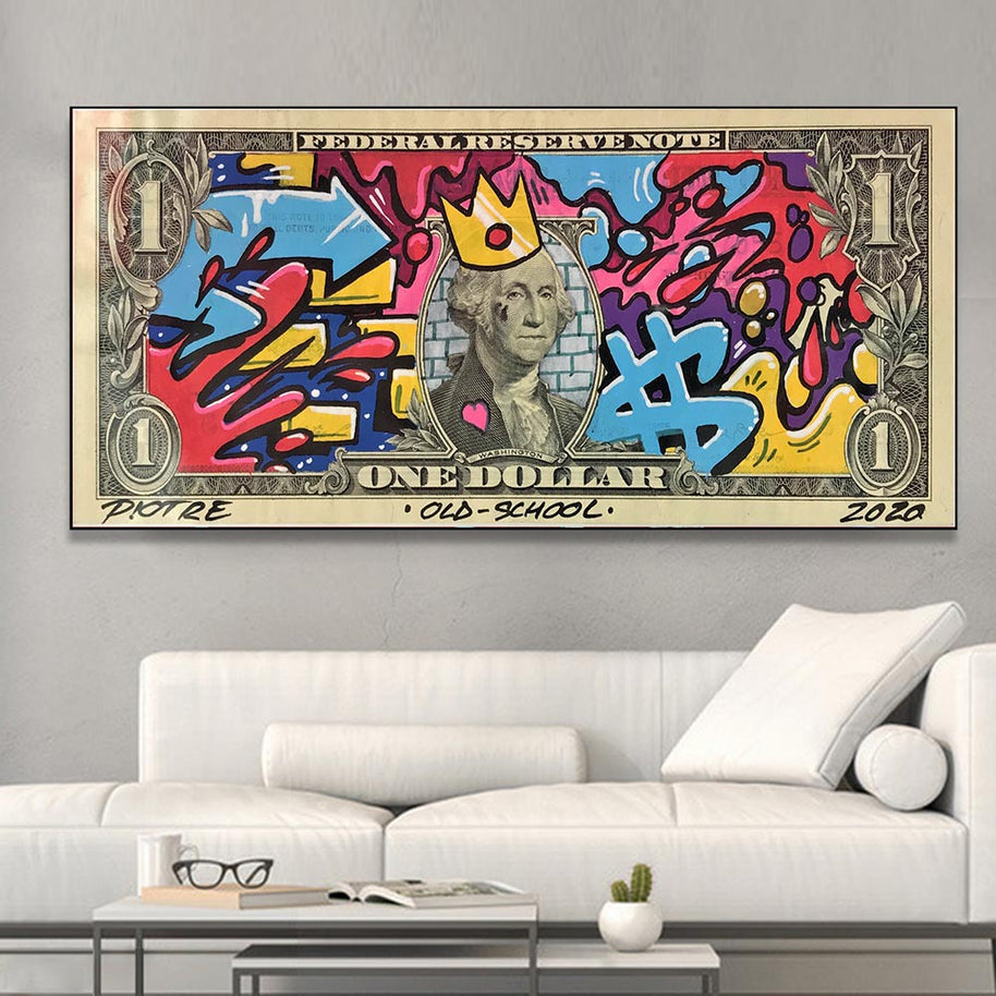 Hundred Dollar Money Canvas Wall Art-MinimalisticDecor.com