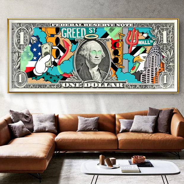 Hundred Dollar Money Canvas Wall Art-MinimalisticDecor.com