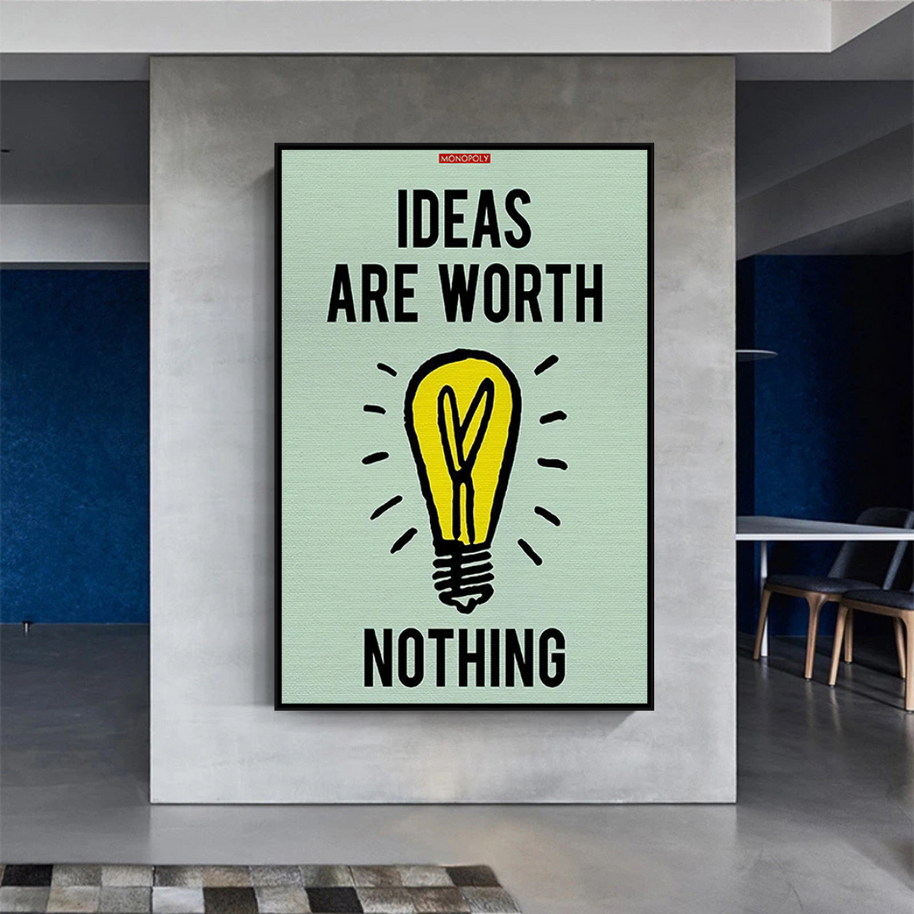 Ideas are Worth Nothing - Monopoly Canvas Wall Art-MinimalisticDecor.com