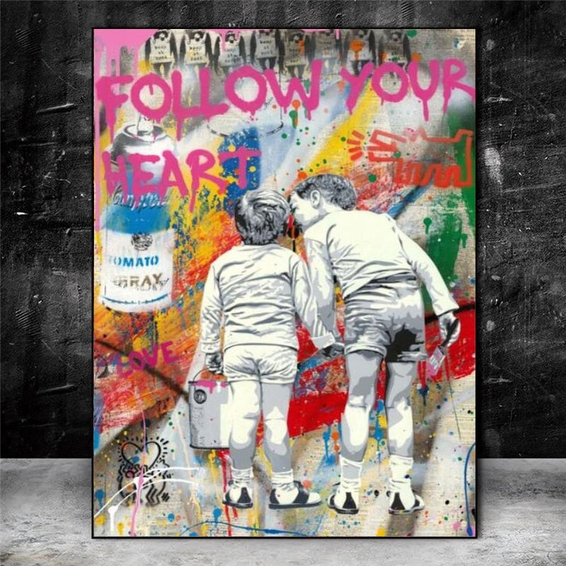 Inspirational Banksy Graffiti Canvas Artwork for Home Decor-MinimalisticDecor.com