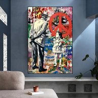 Inspirational Street Art: Banksy Peace Canvas Art-MinimalisticDecor.com
