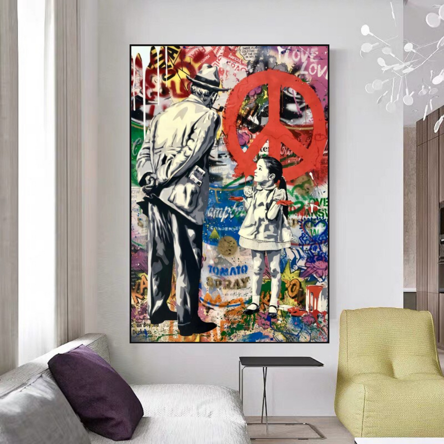 Inspirational Street Art: Banksy Peace Canvas Art-MinimalisticDecor.com