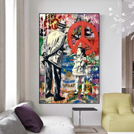 Inspirational Street Art: Banksy Peace Canvas Art-MinimalisticDecor.com