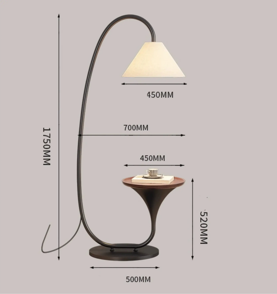 Italian Art Arch Floor Lamp with Built-In Side Table – Sculptural Lighting Piece-MinimalisticDecor.com