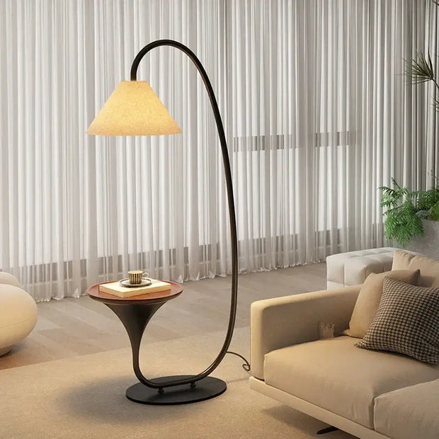 Italian Art Arch Floor Lamp with Built-In Side Table – Sculptural Lighting Piece-MinimalisticDecor.com