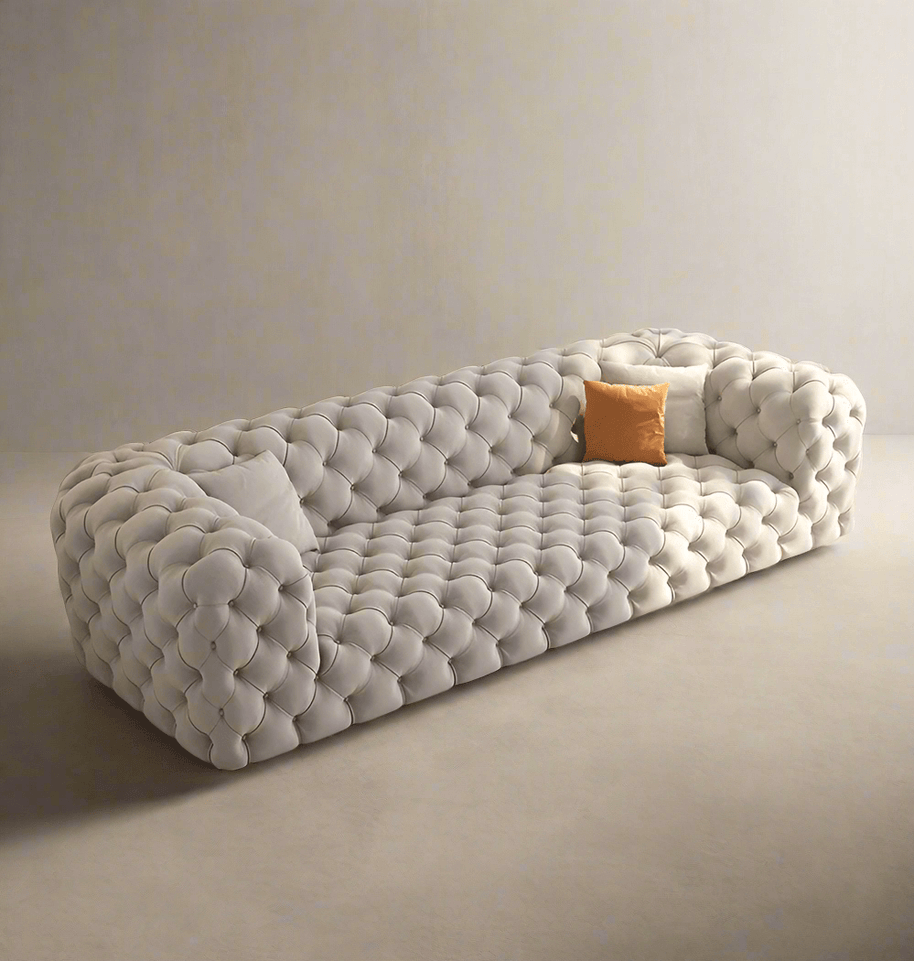 Italian Chesterfield Sofa Set – Custom Fabric-MinimalisticDecor.com