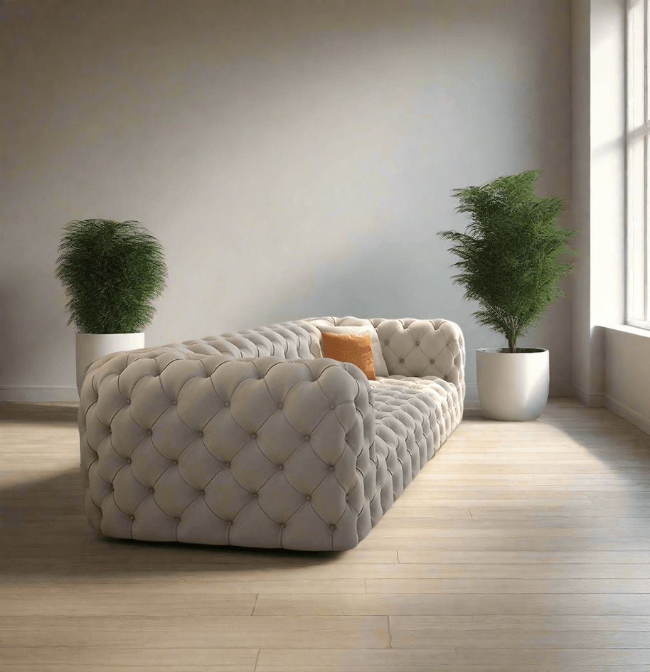 Italian Chesterfield Sofa Set – Custom Fabric-MinimalisticDecor.com
