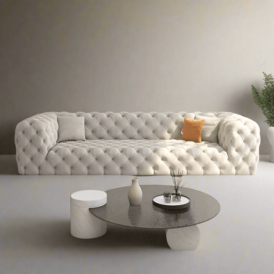 Italian Chesterfield Sofa Set – Custom Fabric-MinimalisticDecor.com