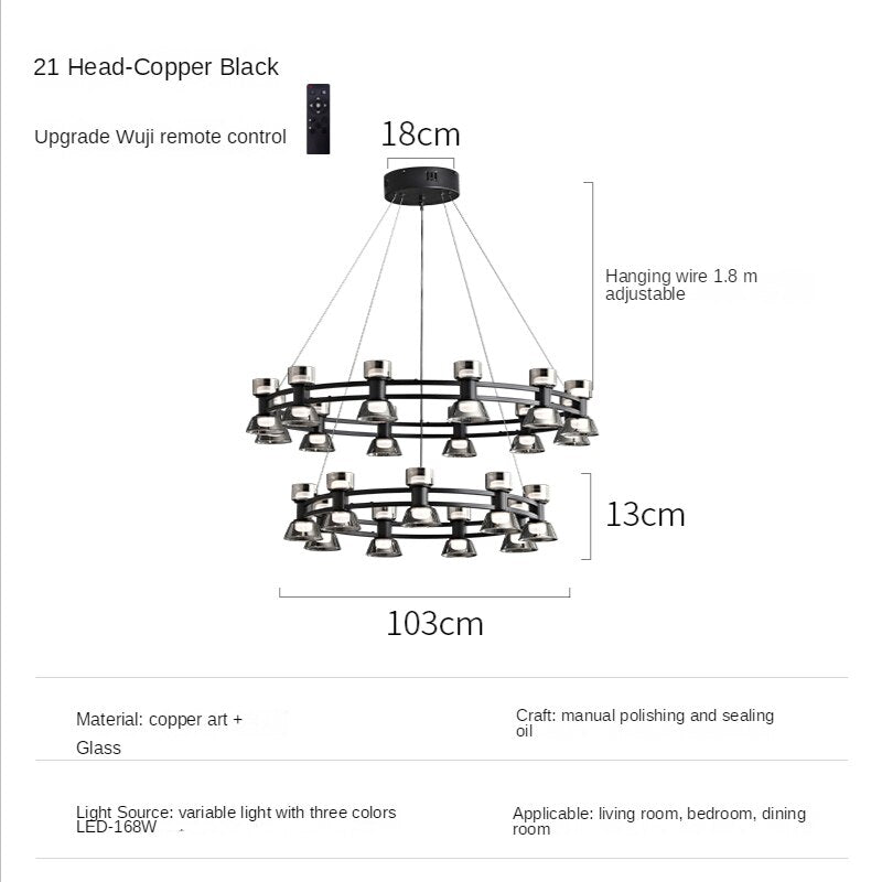 Italian Copper - Glass Ribbon Chandelier-MinimalisticDecor.com