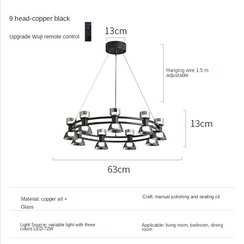 Italian Copper - Glass Ribbon Chandelier-MinimalisticDecor.com