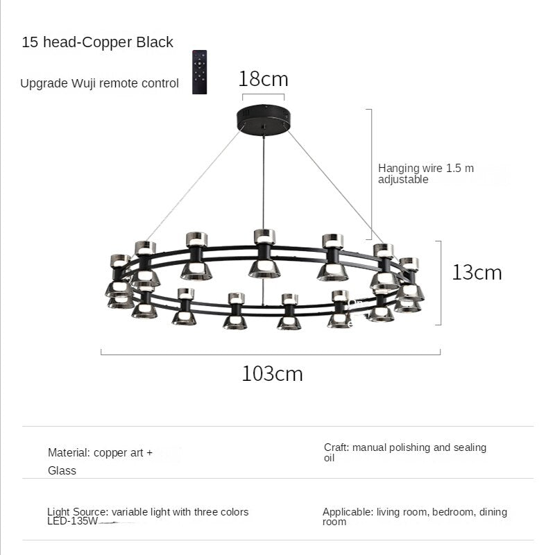 Italian Copper - Glass Ribbon Chandelier-MinimalisticDecor.com