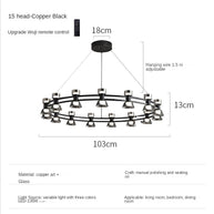 Italian Copper - Glass Ribbon Chandelier-MinimalisticDecor.com