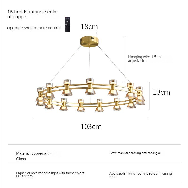 Italian Copper - Glass Ribbon Chandelier-MinimalisticDecor.com