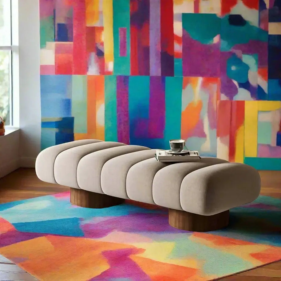Italian Design Shoe Changing Bench with Wooden Base-MinimalisticDecor.com