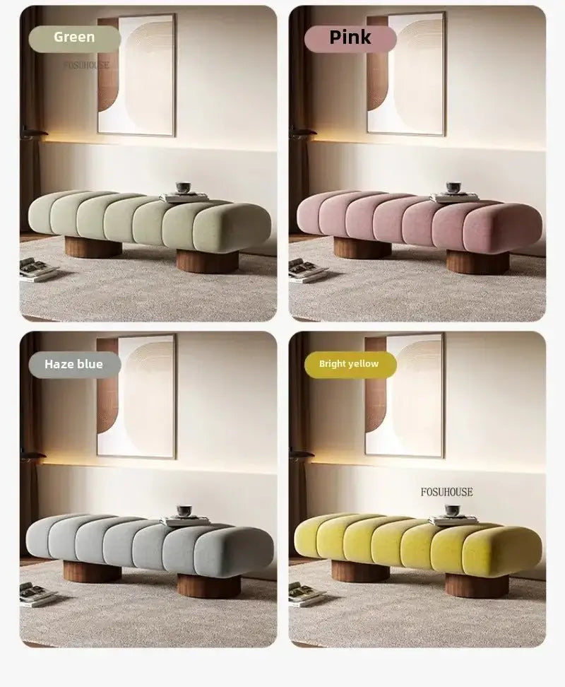 Italian Design Shoe Changing Bench with Wooden Base-MinimalisticDecor.com