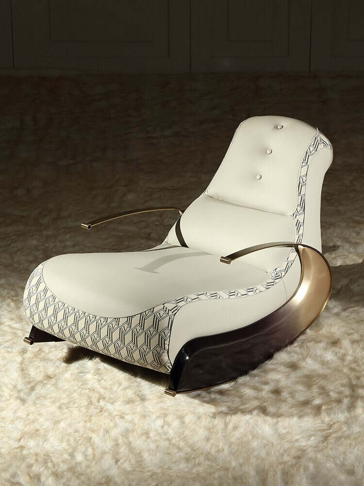 Italian Designer Luxury Leather Sofa Rocking Chair-MinimalisticDecor.com