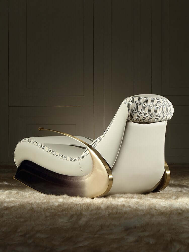 Italian Designer Luxury Leather Sofa Rocking Chair-MinimalisticDecor.com