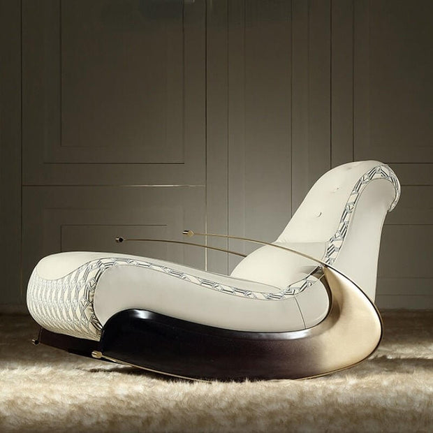Italian Designer Luxury Leather Sofa Rocking Chair-MinimalisticDecor.com