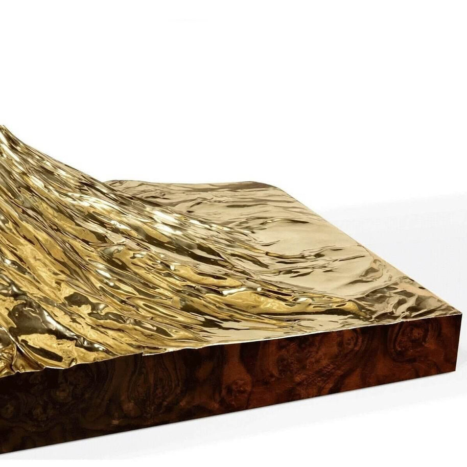 Italian Hourglass Solid Wood Brass Dining Table Set-MinimalisticDecor.com