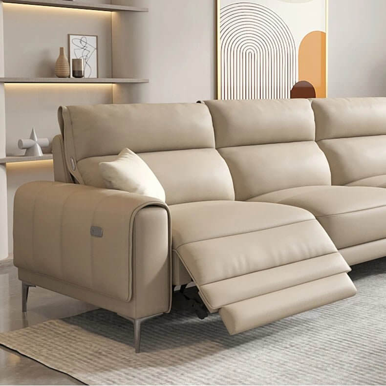 Italian Leather Sectional Sofa Set with Recliner-MinimalisticDecor.com