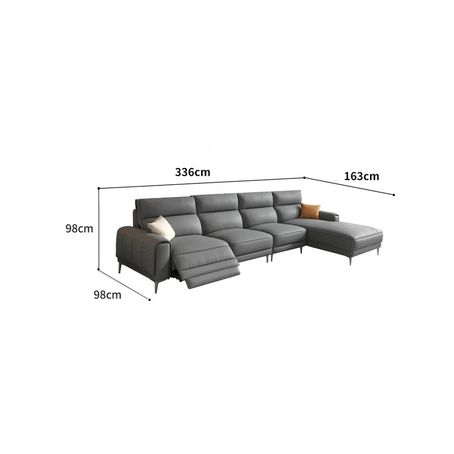 Italian Leather Sectional Sofa Set with Recliner-MinimalisticDecor.com