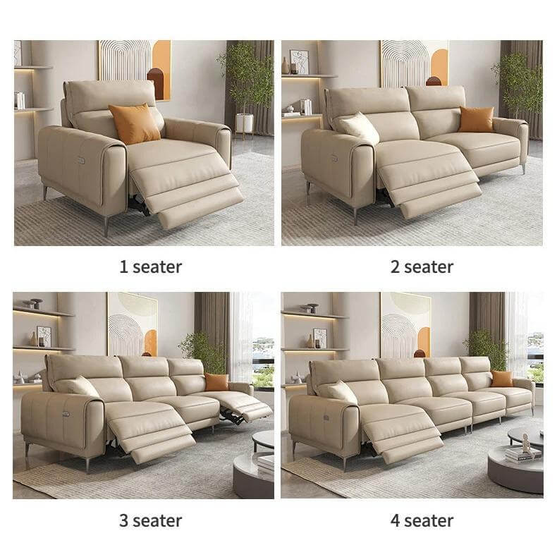 Italian Leather Sectional Sofa Set with Recliner-MinimalisticDecor.com