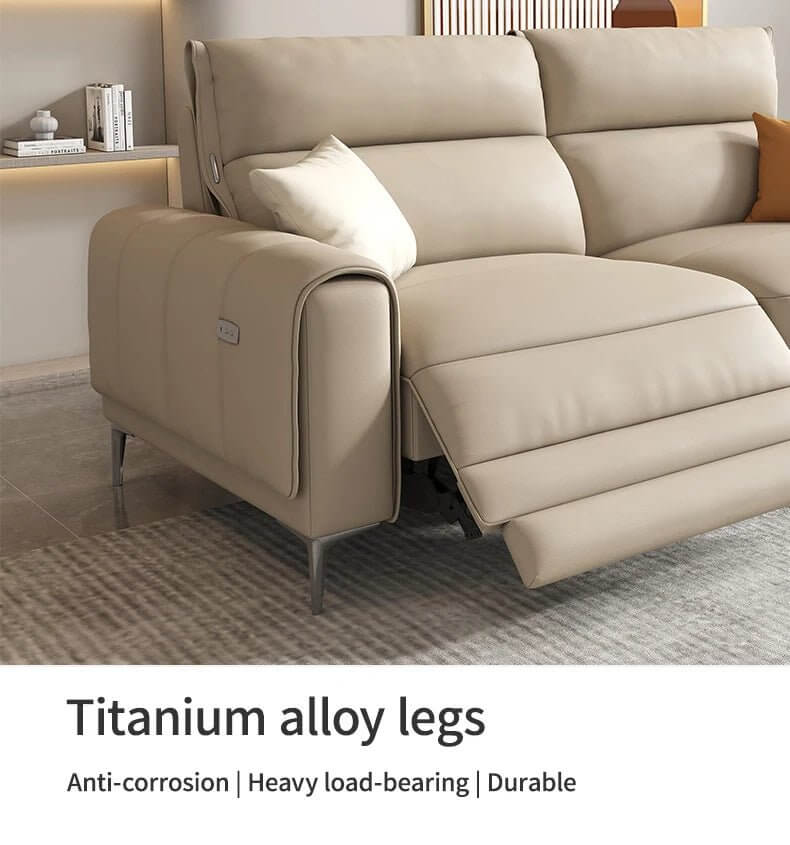 Italian Leather Sectional Sofa Set with Recliner-MinimalisticDecor.com