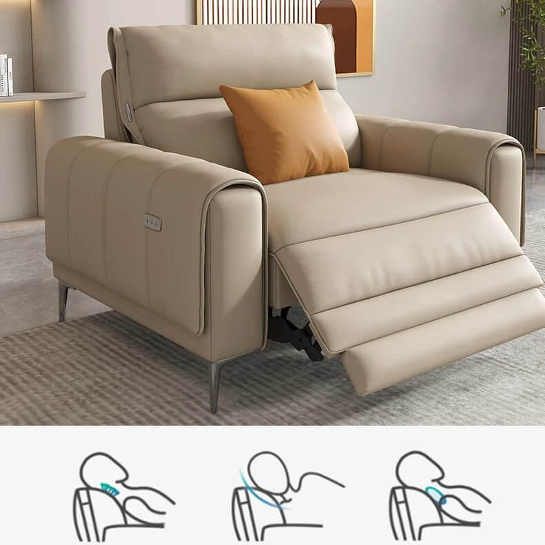 Italian Leather Sectional Sofa Set with Recliner-MinimalisticDecor.com