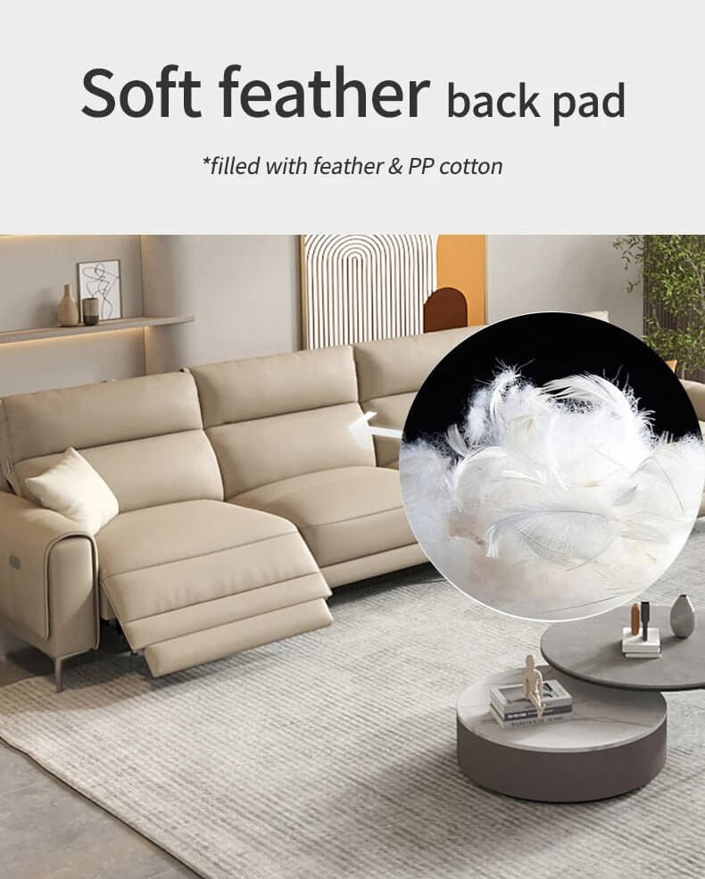 Italian Leather Sectional Sofa Set with Recliner-MinimalisticDecor.com