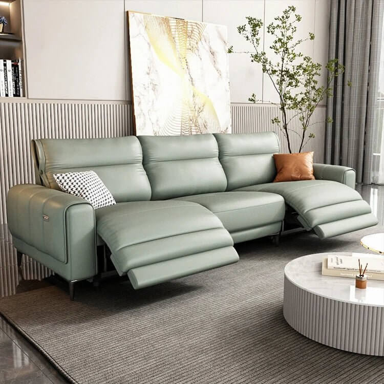 Italian Leather Sectional Sofa Set with Recliner-MinimalisticDecor.com