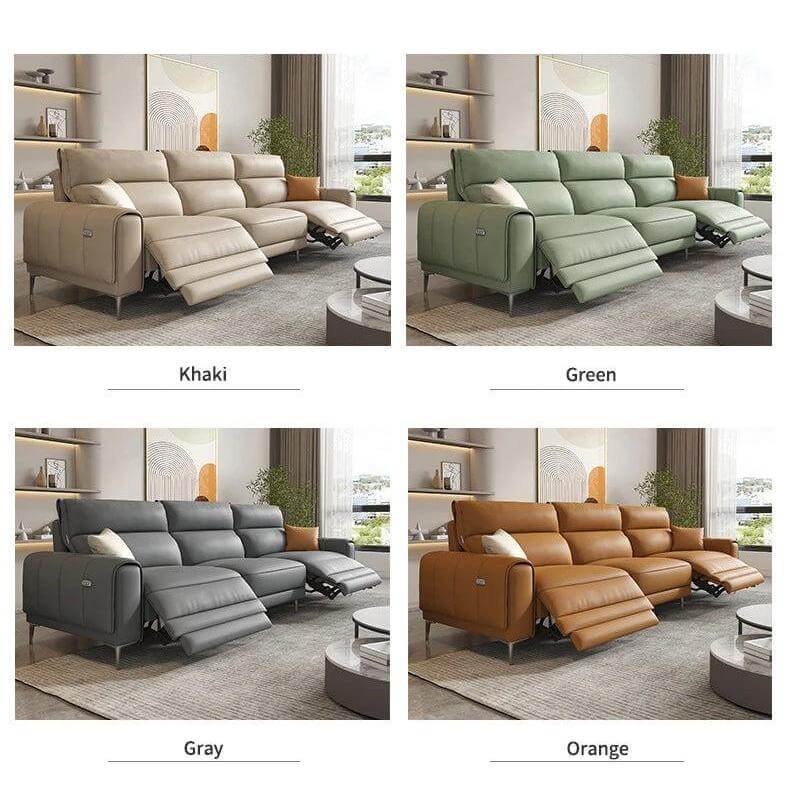 Italian Leather Sectional Sofa Set with Recliner-MinimalisticDecor.com