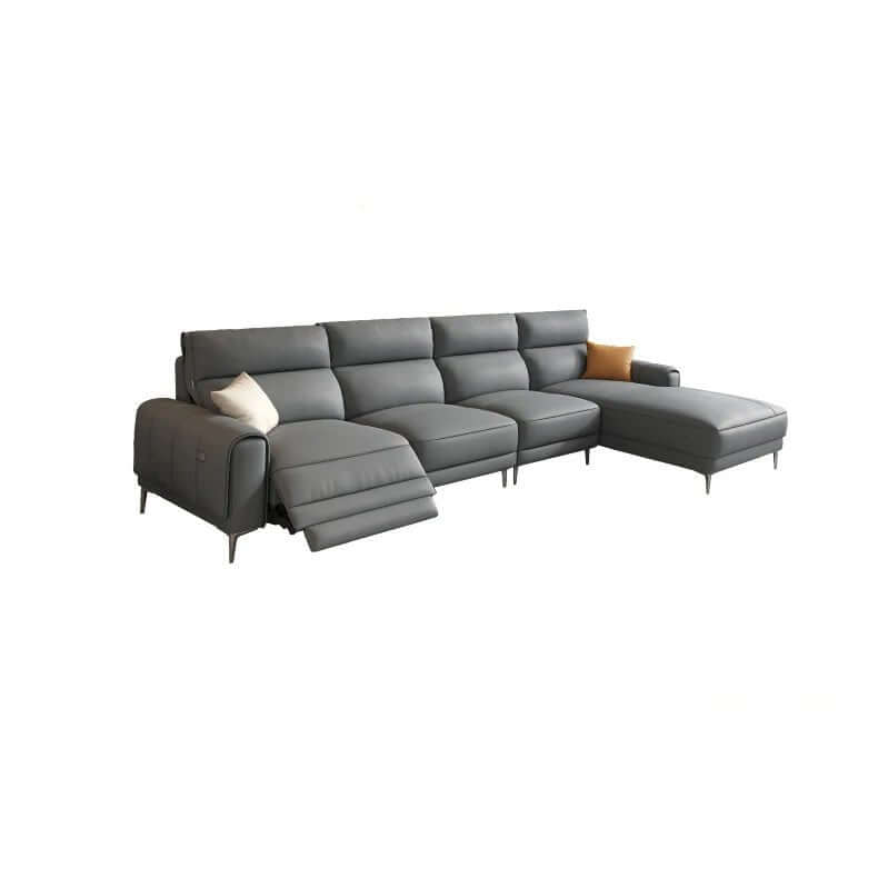 Italian Leather Sectional Sofa Set with Recliner-MinimalisticDecor.com
