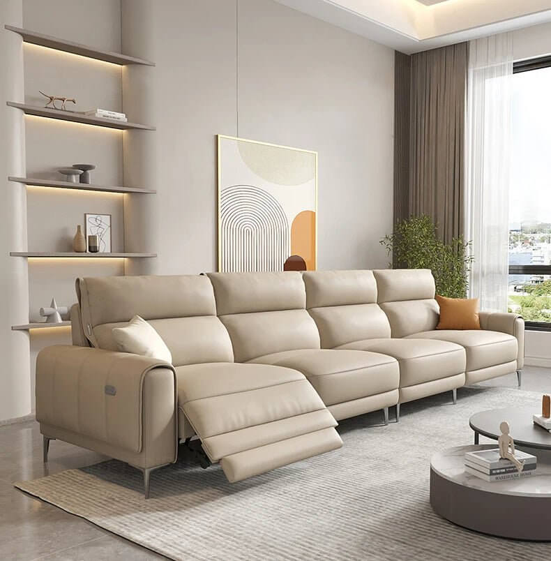 Italian Leather Sectional Sofa Set with Recliner-MinimalisticDecor.com