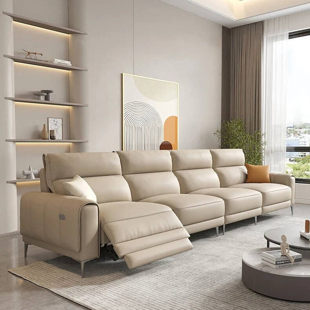 Italian Leather Sectional Sofa Set with Recliner-MinimalisticDecor.com