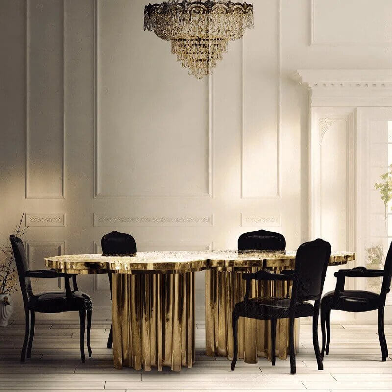 Italian Light Luxury Brass Dining Table-MinimalisticDecor.com