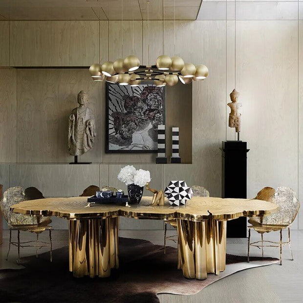 Italian Light Luxury Brass Dining Table-MinimalisticDecor.com
