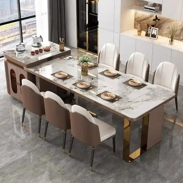 Italian Luxury Rock Slab Island Dining Table – Elegance & Craftsmanship-MinimalisticDecor.com