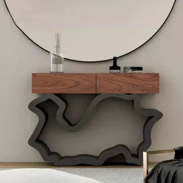 Italian Milan Console Table – Solid Wood Top with Metal Base-MinimalisticDecor.com