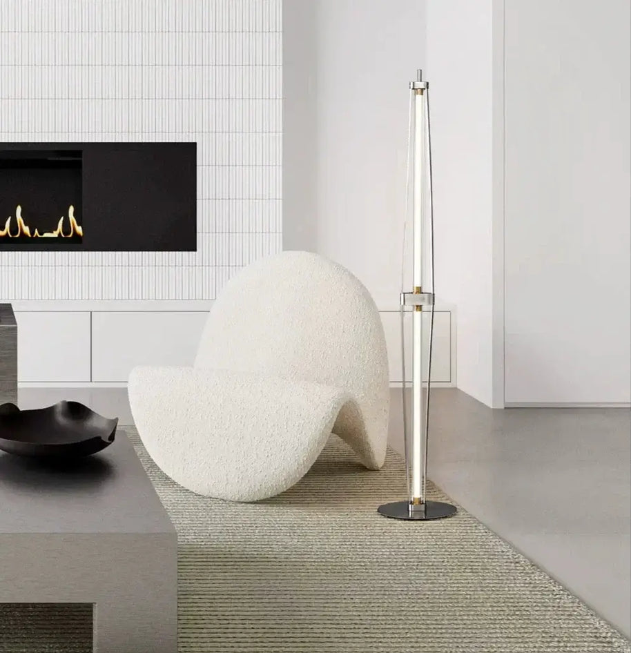Italian Minimalist Floor Lamp – Glass Shade with Stainless Steel Base-MinimalisticDecor.com
