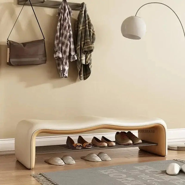 Italian Minimalist Shoe Changing Bench – Leather Upholstery-MinimalisticDecor.com