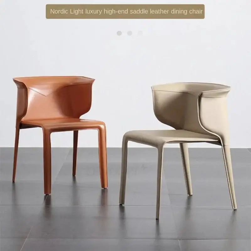 Italian Saddle Leather Luxury Dining Chair-MinimalisticDecor.com