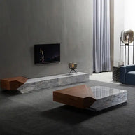 Italian Style Luxury Marble & Wood Coffee Table-MinimalisticDecor.com
